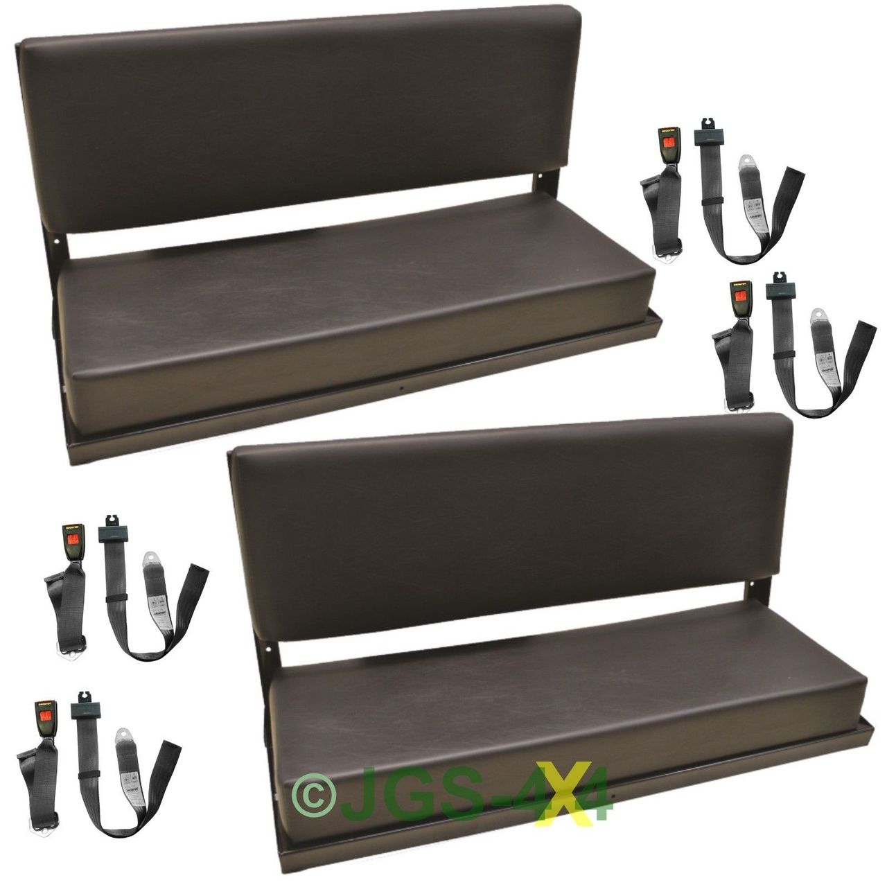 Rear Bench Seat Black Vinyl County C/W Lap Seat Belts x2 (Pair) for Defender Questions & Answers