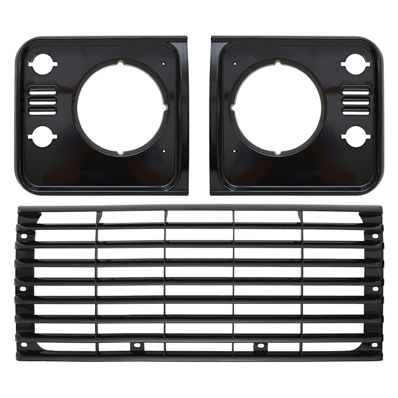 Defender Radiator Grille & Headlamp Surround Set Santorini Black Questions & Answers